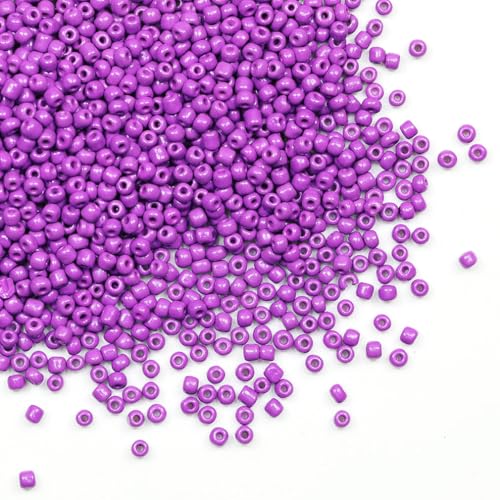 Dark Purple Beads Size 6/0 Crafts Glass Seed Beads 4mm for Jewelry Making (Total About 100g About 1200pcs) - color: Dark Purple