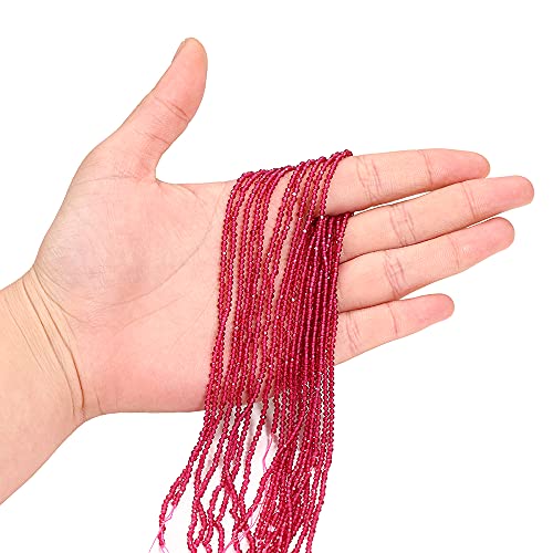 2mm Quartz Crystal Round Beads Faceted Glass Beads Loose Spacer Beads for DIY Bracelet Jewelry Making Supplies Accessories (Rose) - color: Rose
