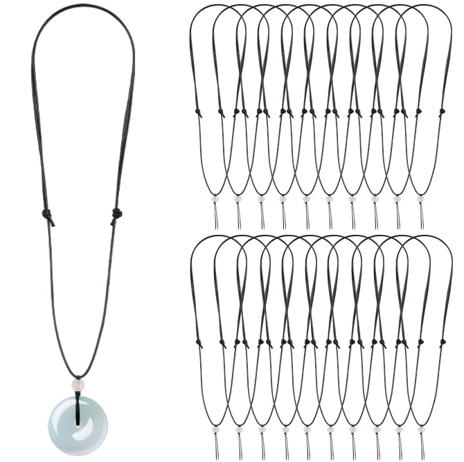 20Pcs Handmade Craft Vintage Cord Adjustable Necklaces for Hanging Pendants Cord Necklace for Jewelry Making Men Women (Black 1) - style: Black 1