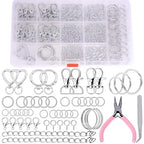 Prdingfy 579PCS Keychain Making Kit, Key Chain Supplies Including Keychain Clip, Key Rings, Lobster Claw Clasps, Jump Rings, Extender Chain,Pliers for Key Chain Making and Jewelry Making(Silver) - color: Sliver