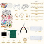 XUHAO7 544-Piece DIY Jewelry Making Kit - Birthday Gift Craft Set with Pendants, Keyring Hooks, Chains, Clasps & Tools - Free 5 Velvet Drawstring Pouches & Storage Box - size: 544pcs