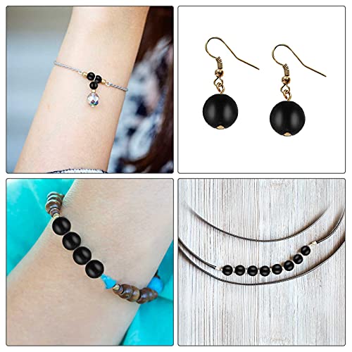 Ecally 300 Pieces Black Matte Onyx Beads Natural Black Agate Round Frosted Onyx Gemstone Loose Beads for Bracelet Necklace Jewelry DIY Making(6 mm) - size: 6mm