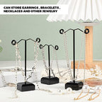 Macarrie 18 Pcs Metal Earring Holder T Bar Earring Display Stand Organizer Countertop Hanger Hanging Jewelry Towers with Acrylic Base(Black) - color: Black