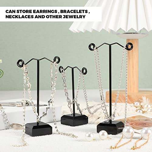 Macarrie 18 Pcs Metal Earring Holder T Bar Earring Display Stand Organizer Countertop Hanger Hanging Jewelry Towers with Acrylic Base(Black) - color: Black