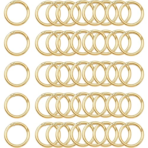 Carabiner Clip 48Pcs Gold Metal Key Ring Clip Circle Keychain Rings Bulk Spring O Ring Round Cute Carabiner Spring Snap Hook Key Chain Clips for DIY Keychain Bag Charm Handbag Purse Dog - color: Gold