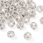 Craftdady 30Pcs 12mm Crystal Rhinestone Rondelle Spacer Beads Silver Disco Ball Loose Beads for Jewelry Making - color: Silver-12x10mm