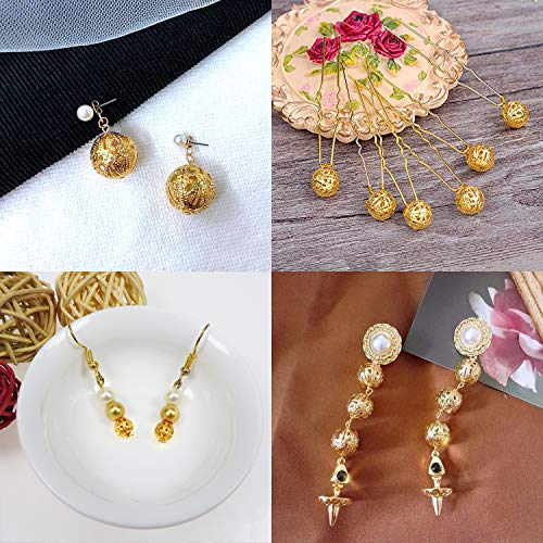 TOAOB 100pcs Gold Spacer Beads 6mm Filigree Hollow Ball Beads Round Metal Loose Beads for DIY Crafts Bracelets Necklaces Earrings Jewelry Making - color: Gold, size: 6mm