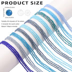 30 Strands 32 Faceted Glass Beads for Jewelry Making 4500pcs 2mm Miny Spacer Bead Round Small Craft Glass Beads for Bracelets Necklaces Earrings (Blue Series) - color: Blue