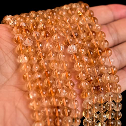 6mm Genuine Citrine Bead Gemstone Round Semi Precious Loose Beads for Jewelry Making 15" - color: Citrine, size: 6mm