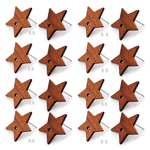 DoreenBeads 30Pcs Natural Wooden Stud Earrings Posts with Loop for Jewelry Making- Star Wood Earring Posts with Ear Backs for Women DIY Earring Making Personalized Jewelry Findings - color: Star