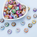 PIPITREE 200PCS Acrylic Beads 9 * 14mm Focal Beads for Pens Acrylic Flat Bulk Bead Ceramic Style Mixed Color 6mm Large Hole Bead for Keychains Beadable Pens DIY Crafts Jewelry Making & Gift Giving - color: Ceramic Style