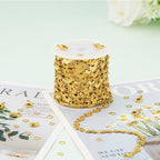 KYUNHOO 13FT/4M Stainless Steel Gold Jewelry Chain Roll on Bulk Embossed Moon Link Chains for Jewelry Making with Clasps and Jump Rings - color: Moon Gold