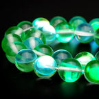 RUBYCA Round Moonstone Crystal Glass Beads Aura Iridescent for Jewelry Making (1 Strand, 8mm, Green) - color: Green, size: 8mm