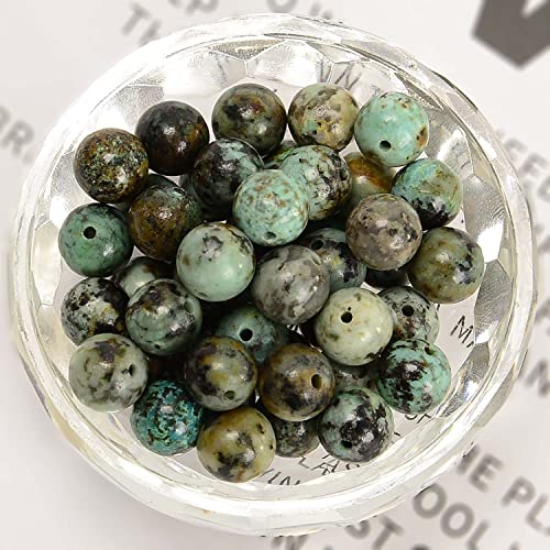 NCB 100pcs Original Natural Stone Beads Gemstone Round Loose Beads 6mm 8mm 10mm (African Turquoise, 6mm 100Beads) - color: African Turquoise, size: 6mm 100beads
