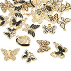 Craftdady Crystal Rhinestone Pendants Butterfly Heart Rhombus Bowknot Earring Charms Alloy Enamel Metal Pendants Light Gold Bracelet Charms for DIY Craft Necklace Jewelry Making - color: Black Butterfly