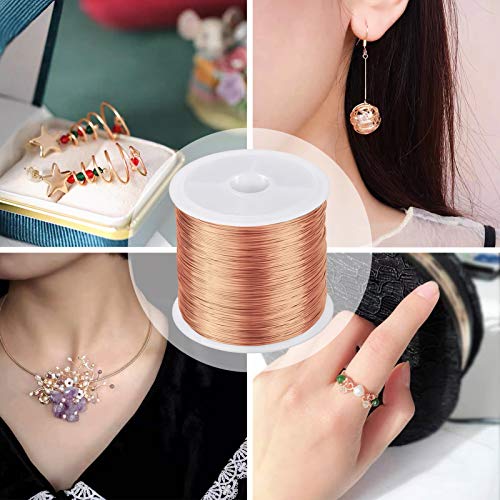 MIKIMIQI 328Ft Jewelry Wire - 26 Gauge Tarnish Resistant Copper Beading Wire for Jewelry Making, 0.4mm X 100m (Rose Gold) - color: Rose Gold