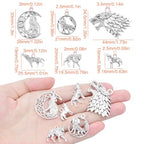 48 Pieces Vintage Alloy Mixed Wolf Shape Charms Tibetan Silver Animal Wolf Head Dangle Pendants for DIY Handmade Projects Jewelry Making Supplies, 6 Styles