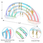 NiHome Iridescent Earrings Holder 74 Holes Display Rainbow Ear Studs Jewelry Show Rack Stand Organizer for Girl Women - Clear Acrylic Plastic