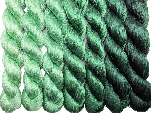 100% Nature Mulberry Handmade Embroidery Silk Thread Woven Jewelry Accessory Artificial Flowers Cross Stitch Floss DIY Sewing Kits 7 Gradient Colors 110m Each (19) - color: 19