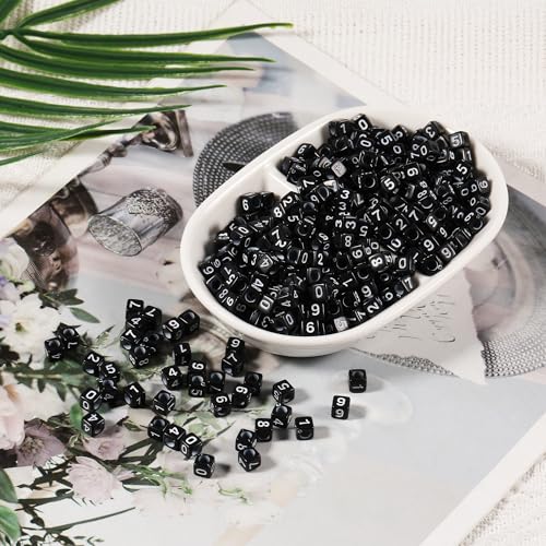 1000Pcs Black Acrylic Cube Letter Beads 6 * 6mm White Alphabet A-Z Beads for DIY Bracelet Necklace Jewelry Making - color: Black Mixed White Letter A-Z