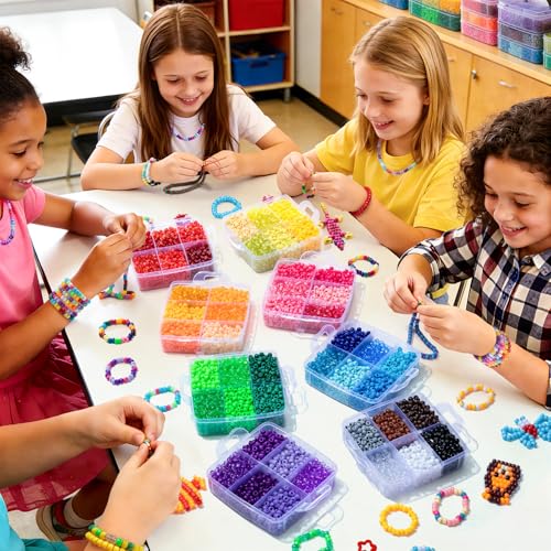 Umikk 10,000PCS Pony Beads Bulk, 48 Colors 6x9mm Plastic Kandi Beads for DIY Bracelet Making Hair Braiding Kandi Jewelry Key Chains Crafts Gifts (5.73LB, Shockproof Packaging) - color: 48colors10000pcs