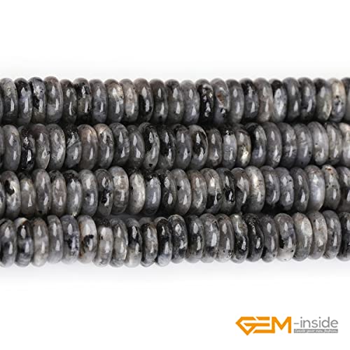 GEM-Inside 2x6mm Natural Black Larvikite Stone Heishi Disc Rondelle Spacer Beads for Jewelry Making Full 15" Strand Energy Stone Healing Power Crystal - color: Black Larvikite