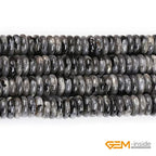GEM-Inside 2x6mm Natural Black Larvikite Stone Heishi Disc Rondelle Spacer Beads for Jewelry Making Full 15" Strand Energy Stone Healing Power Crystal - color: Black Larvikite