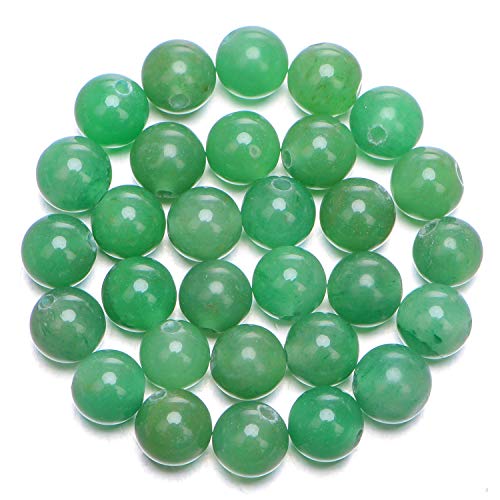 AD Beads Natural Gemstone 10mm Round Loose Beads Big Hole 2mm Sized 30pcs (Green Aventurine) - color: Green Aventurine