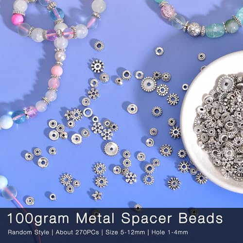 stino 270Pcs Silver Metal Spacer Beads for Jewelry Making, Bracelet Earrings Necklace Findings & Supplies 512 (Flat Disc (270PCs)) - color: Flat Disc (270PCs)