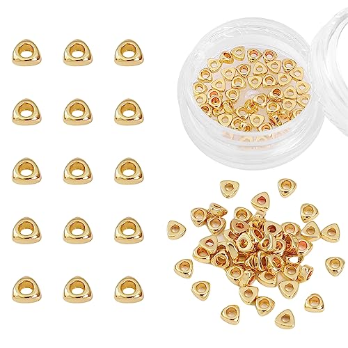 BEADIA 14K Gold Plated Triangle Spacer Beads 3x1.5mm 50pcs for Jewelry Making Findings Non Tarnish - color: 14K Gold, size: 3x1.5mm Triangle