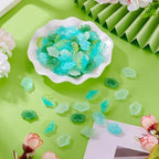 Glass Leaf Beads Crystal Glass Leaf Charms Transparent Leaves Pendants Tiny Green Leaf Bead Caps for Christmas Earring Bracelet Jewelry Making DIY Keychain Craft - color: Green Gingko Leaf