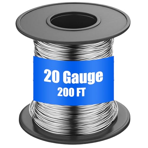 Therwen 200ft 20 Gauge Stainless Steel Wire for Gardening, Electroculture, Bonsai, Jewelry Making Beading DIY Craft Pure Bare Stainless Steel Wire Spool - size: 20 Gauge, 200ft