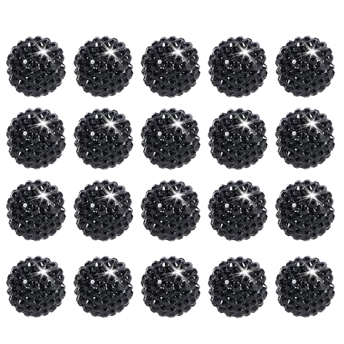 20mm Rhinestone Beads for Pens, 20pcs Chunky Large Spacer Bead for DIY Pens Phone Chain Keychain Candy Sparkle Bling Ball Beads Bulk(Black) - color: AB Black 20MM 20PCS, size: 20MM