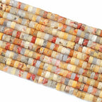 2x4MM 150PCS Crazy Lace Agate Tube Cylinder Rondelle Abacus Disk Spacer Loose Beads for Jewelry Making - color: Crazy Lace Agate, size: 2x4mm cylindrical