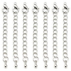 50 Pieces Silver Chain Extension, 2 Inch Stainless Steel Necklace Bracelet Extender, Pendant Anklet Extenders for Women, Jewelry Making With Durable Lobster Claw