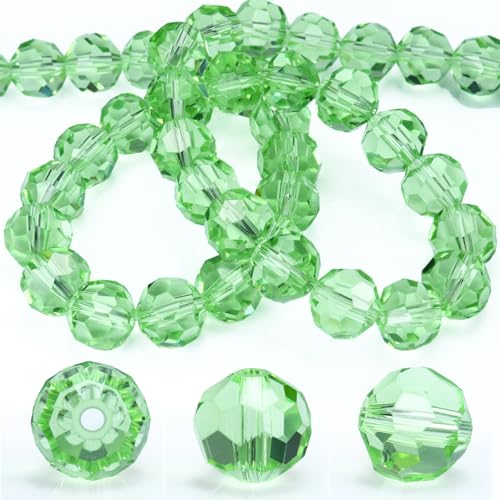 Dowarm 200 Pieces 6MM Round Crystal Glass Beads for Jewelry Making, Rondelle Crystal Beads for Crafts Wine Charms Wind Chimes Suncatchers, Faceted Loose DIY Spacer Beads, Light Green - color: 06-Light Green, size: 6MM