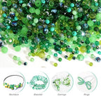 1000 Pcs Rondelle Faceted Glass Beads Crystal Glass Beads for Jewelry Making 4/6/8mm Faceted Briolette Rondelle Bead with Container for Earrings,Necklaces,DIY Beading Projects (Green) - color: green