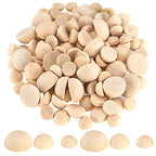 200 Pcs Half Wooden Beads, Unfinished Natural Split Wood Balls, 12mm/15mm/20mm Small Half Round Decorative Wooden Craft Beads Balls for Paint DIY Craft Kids Arts Toy Home Party Decoration