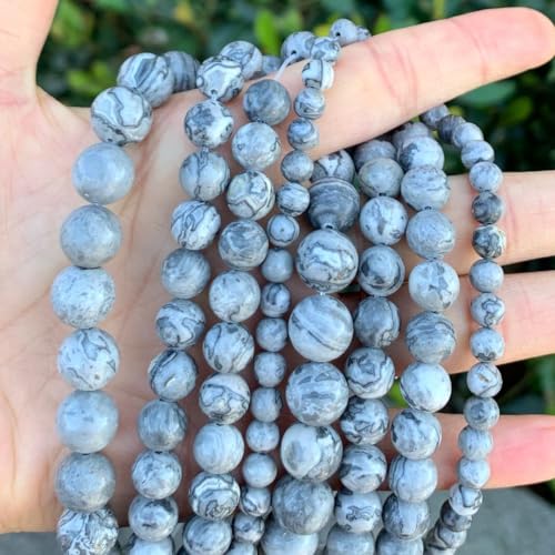 90pcs Adabele Natural Landscape Jasper Healing Gemstone 4mm (0.16 inch) Small Round Beads Gem Stone Spacer for Craft Jewelry Making GF19-4 - color: Landscape Jasper, size: 4mm (90pcs/1 Strand)
