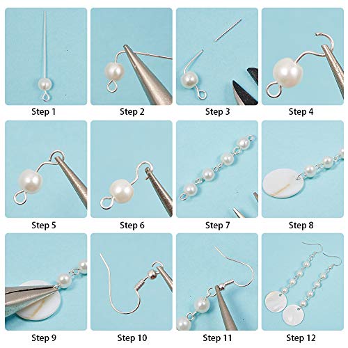 SUNNYCLUE 1 Box DIY 10 Pairs Natural White Sea Shell Drop Dangle Earrings Making Starter Kit Round Seashell Charm Pendants Earring Hook for Art Craft Projects Silver, Instruction - color: Ocean Earrings 2