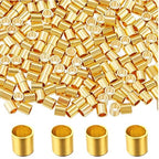 500Pcs 2mm 14K Gold Crimp Beads Tube Set - Universal Positioning Columns Spacer Beads Metal Tube Loose Beads for DIY Jewelry Making and Necklace Bracelets Anklets Making(14K Gold) - color: 14K Gold