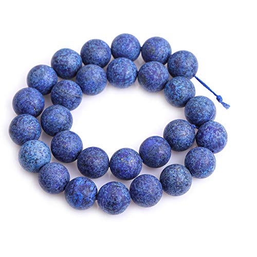 14mm Matte Natural Lapis Lazuli Beads, 15 Inch Strand Blue Frosted Stone Gemstone Beads for Statement Necklace Chunky Bracelet DIY Jewelry Making - color: Blue Lapis Lazuli, size: 14mm