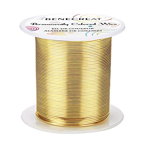 BENECREAT 20 Gauge 32 Yards Tarnish Resistant Gold Wire Jewelry Copper Wire Craft Beading Wire for Gem Wrapping Jewelry Craft Making, Halloween Model Making - color: Gold, size: 20 Gauge