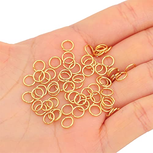 BEADIA 18K Gold Plated Jump Rings Non Tarnish 6mm 400pcs for Jewelry Making Findings - color: Gold, size: 0.7x6mm