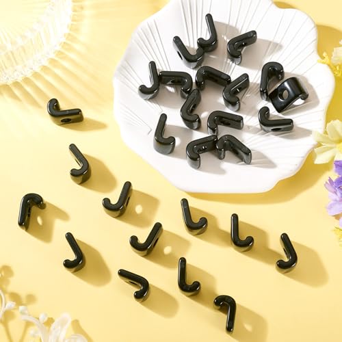 FASHEWELRY 30Pcs Acrylic Letter J Beads with Large Hole Big Plastic Letter Blocks European Beads 3D Letters Chunky Vowel Initial Alphabet Bead for Key Chains Necklace DIY Arts Craft Projects - color: Black, size: J
