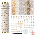 TOIPINIO Bracelet Making Kit Jewelry Making Supplies Kit Natural Stone Beads for Irregular Natural Stone with for DIY Craft-1736 PCS Friendship Bracelet/Necklace/Earrings for Adults (Moonstone) - color: Moonstone