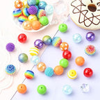 DanLingJewelry 50Pcs 20mm Rainbow Theme Bright Color Acrylic Bubblegum Beads Set Colorful Chunky Beads for Jewelry Making Supplies - color: 50pcs - rainbow