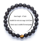 Hamoery Men Women 8mm Tiger Eye Stone Beads Bracelet Elastic Natural Stone Yoga Bracelet Bangle - color: set5