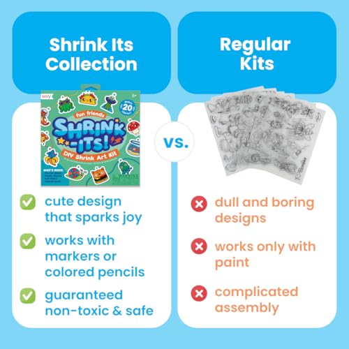 Ooly 28 PC DIY Shrinking Art Kit for Kids, 20 Plastic Pre Cut Charms and More, No Mess Creative Activity Jewelry Making Kit - Garden PALS - color: Garden Pals