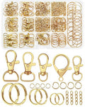 325PCS FIVEIZERO Keychain Making Kit - Keychain Clips with Key Ring, Lobster Claw Clasp, Swivel Snap Hook, Jumprings & Extender Chain for Crafts, DIY Projects & Purse Making Supplies (Gold) - color: gold